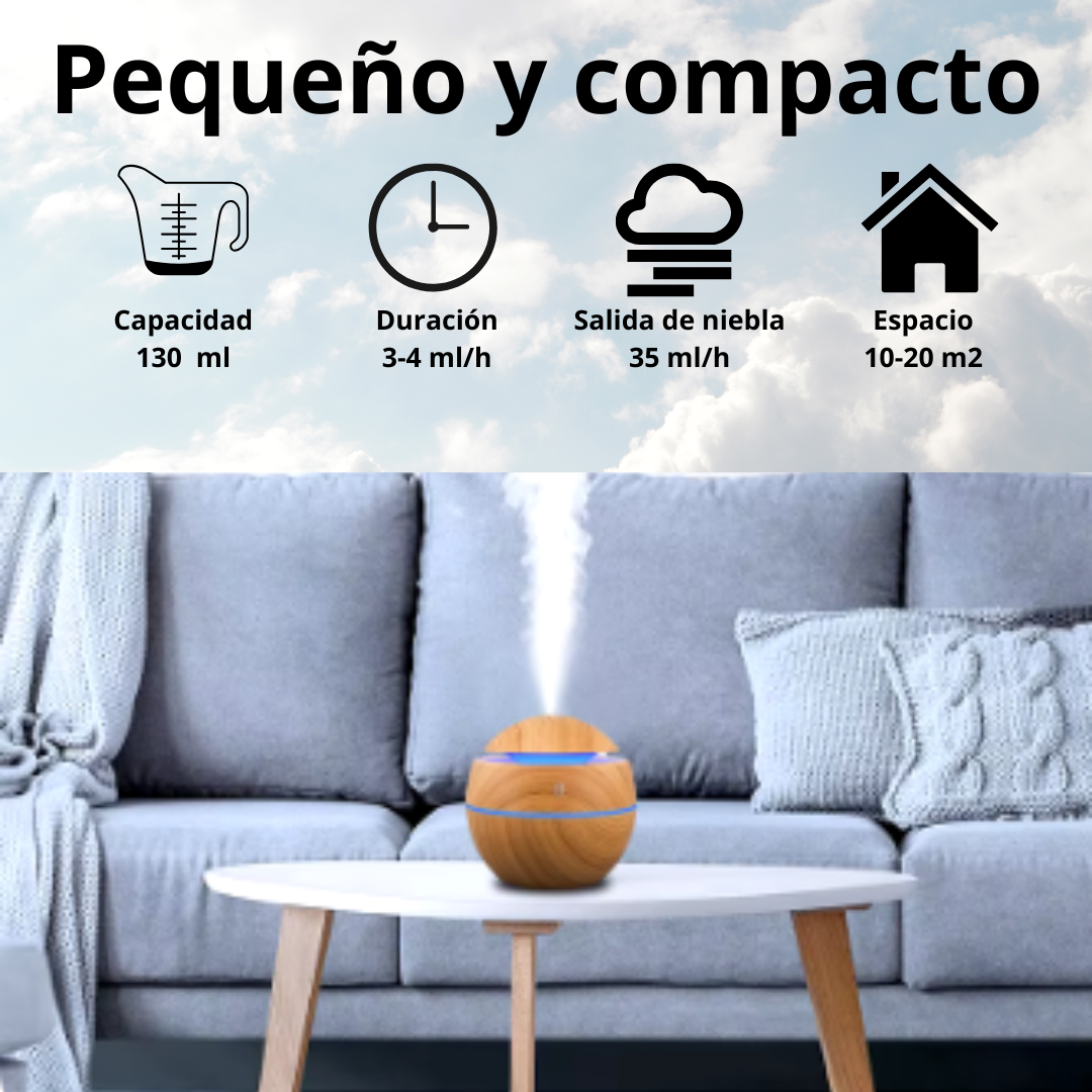 Humidificador ultrasónico, con aceites esenciales